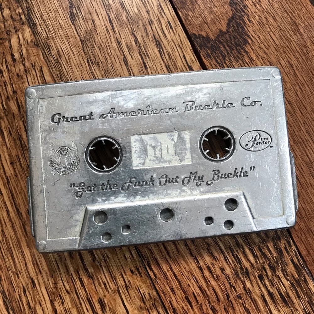 Pewter Cassette Tape Belt Buckle